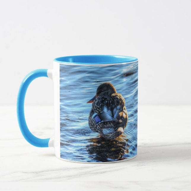 Mallard Duck in Winter River - Wildlife Photo Mug (Left)