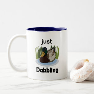 Mallard Duck Just Dabbling Pool Party Two-Tone Coffee Mug