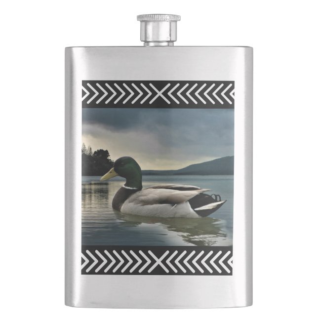 Mallard Duck Lake Hip Flask (Front)