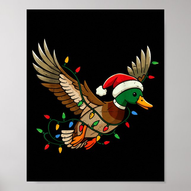 Mallard Duck Light Christmas Hunting Pajama Toddle Poster (Front)