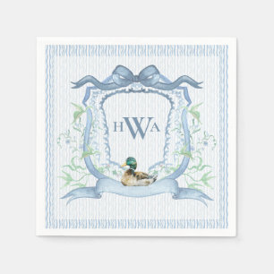 Mallard Duck Monogram Grandmillennial Napkin