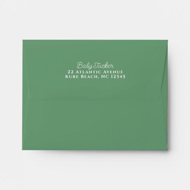 Mallard Duck New Baby Boy Green Stationery Envelope (Back (Top Flap))