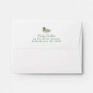 Mallard Duck New Baby Boy Shower Stationery Envelope