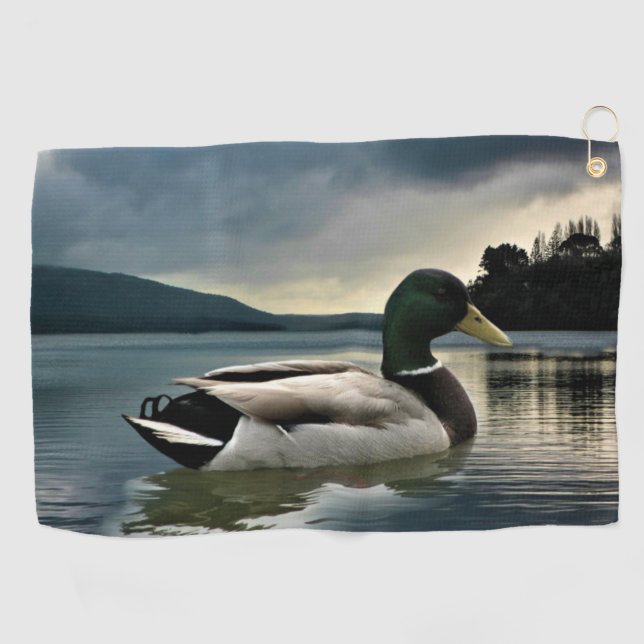 Mallard Duck On The Lake Golf Towel (Horizontal)
