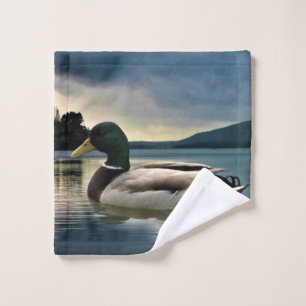 Mallard Duck On The Lake Wash Cloth
