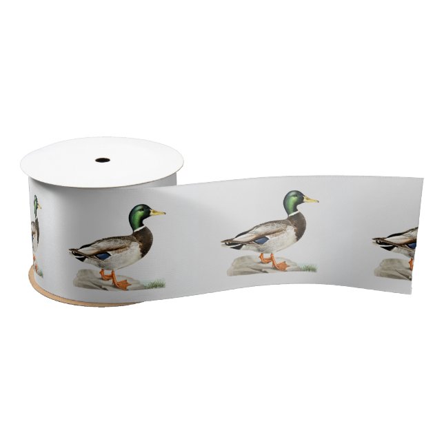 Mallard Duck Painting for Hunters and Outdoorsmen Satin Ribbon (Spool)