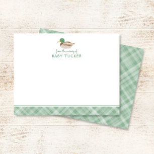 Mallard Duck Preppy Boy Baby Shower Thank You Card