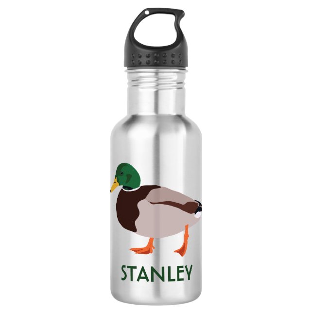 Mallard Duck Realistic Illustration Personalised 532 Ml Water Bottle (Front)