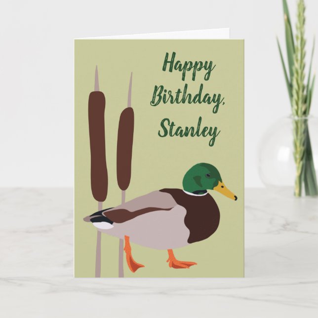 Mallard Duck Realistic Illustration Personalised Card (Front)