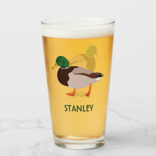 Mallard Duck Realistic Illustration Personalised Glass