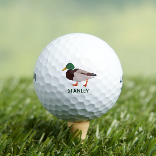 Mallard Duck Realistic Illustration Personalised Golf Balls (Insitu Tee)
