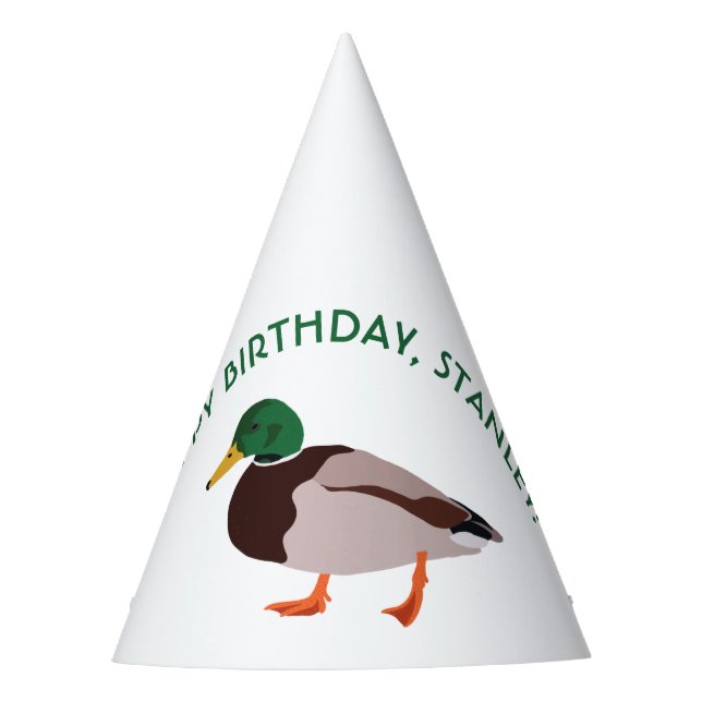 Mallard Duck Realistic Illustration Personalised Party Hat (Front)