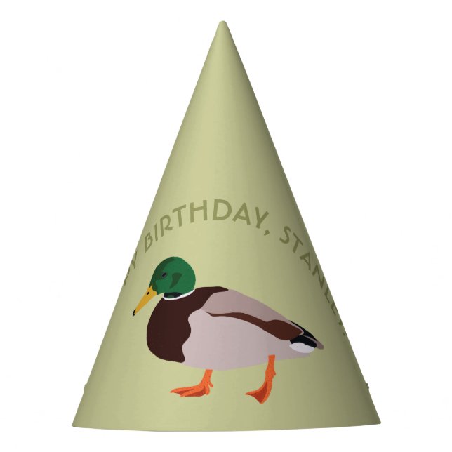 Mallard Duck Realistic Illustration Personalised Party Hat (Front)