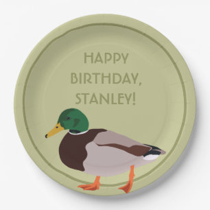 Mallard Duck Realistic Illustration Personalized Paper Plate
