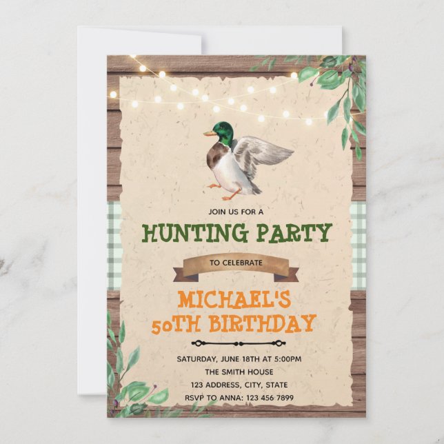 Mallard duck retirement birthday invitation (Front)
