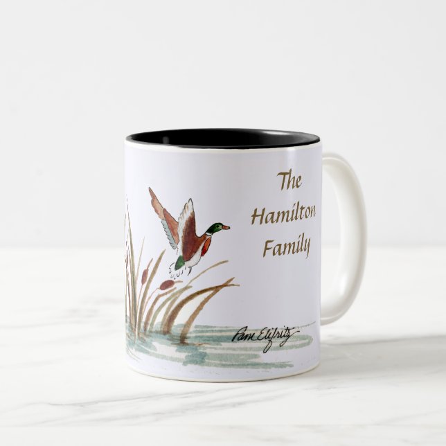 Mallard Duck Scene Two-Tone Coffee Mug (Front Right)