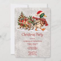 Mallard Duck Sleigh Christmas Party Invitation