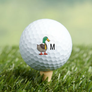 Mallard Duck Tie Monogram Initial Golf Balls