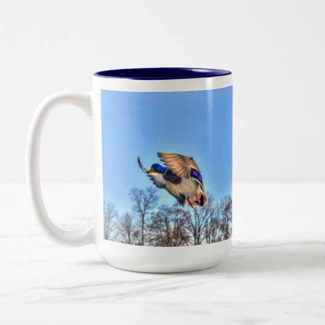 Mallard Duck Wildlife Photo for Bird-lovers Two-Tone Coffee Mug (Left)