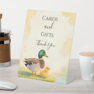 Mallard Duck with Duckling Baby Shower Table Sign