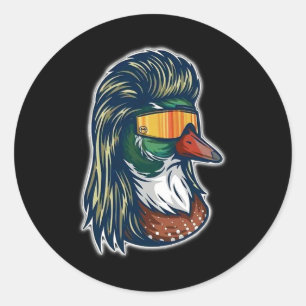 Mallard Duck With Mullet And Gles Classic Round Sticker