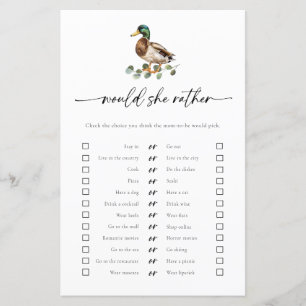 Mallard Duck Would She Rather Baby Shower Game