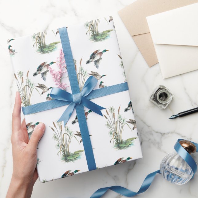 Mallard Ducks and Cattails  Wrapping Paper (Gifting)