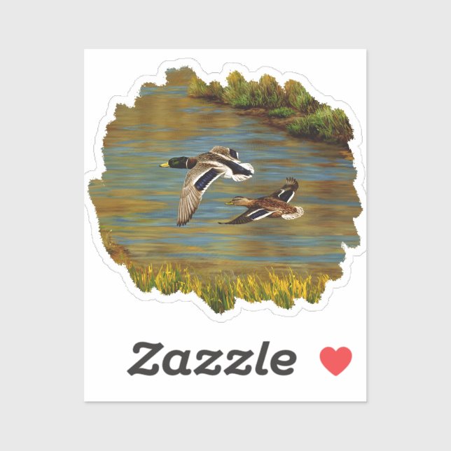 Mallard Ducks Flying Over Pond (Sheet)