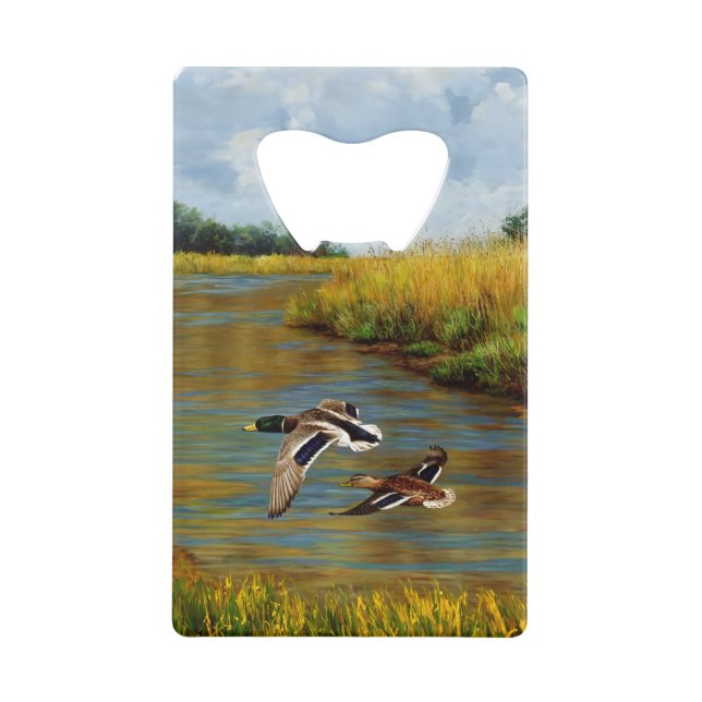 Mallard Ducks Flying Over Pond (Front)