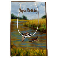 Mallard Ducks Flying Over Pond