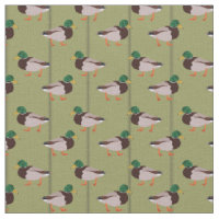 Mallard Ducks Illustrations on Olive Green 