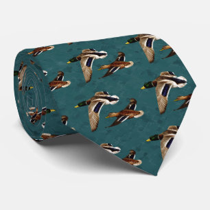 Mallard Ducks in Flight Teal Tie