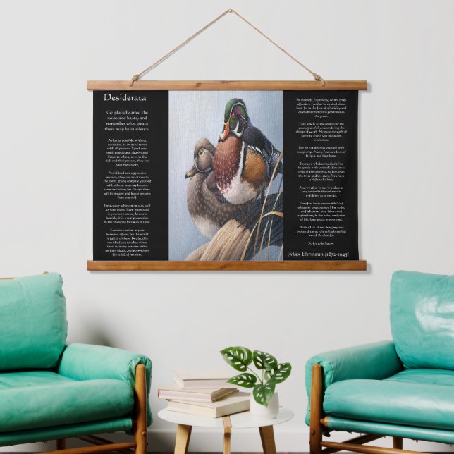 Mallard ducks in water DESIDERATA  Hanging Tapestry (Living Room)