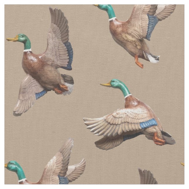 Mallard Ducks Lake House Country Fabric (Close Up)