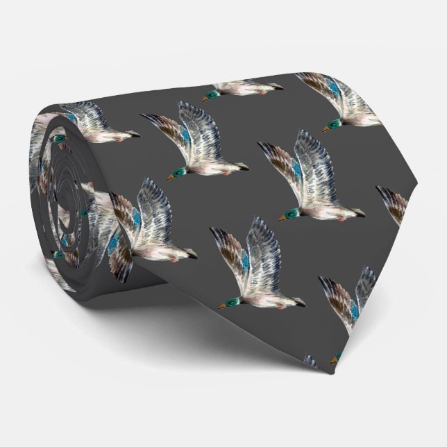 Mallard Ducks On Grey Tie (Rolled)