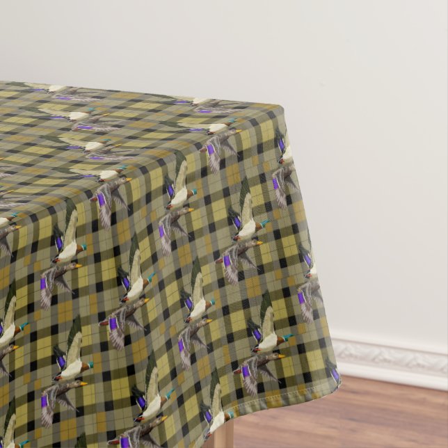 Mallard Ducks On Plaid Tablecloth (In Situ)