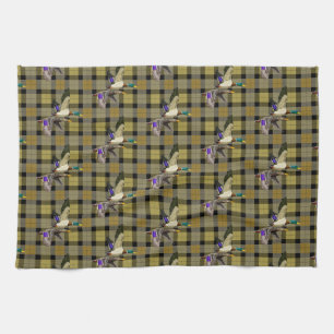 Mallard Ducks On Plaid Tea Towel