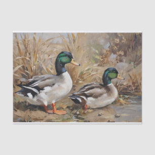 Mallard Ducks Watercolor Decoupage  Tissue Paper
