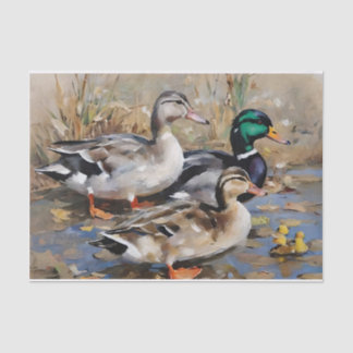 Mallard Ducks Watercolor Decoupage  Tissue Paper