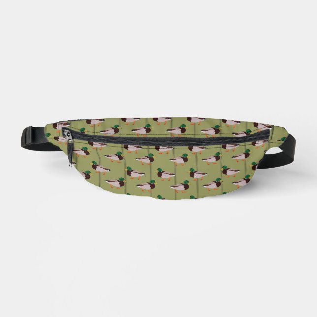 Mallard Ducks with Olive Green Stripes Bum Bags (Front)
