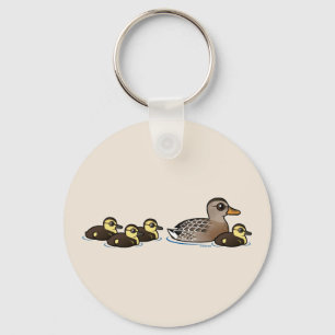 Mallard & four ducklings key ring