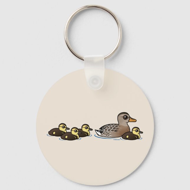 Mallard & four ducklings key ring (Front)