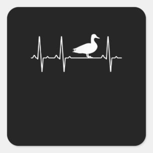 Mallard Heartbeat Gift For Men Women Duck Bird Square Sticker
