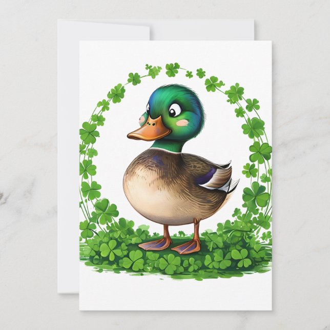 Mallard in a Circle of Clovers Invitation (Front)