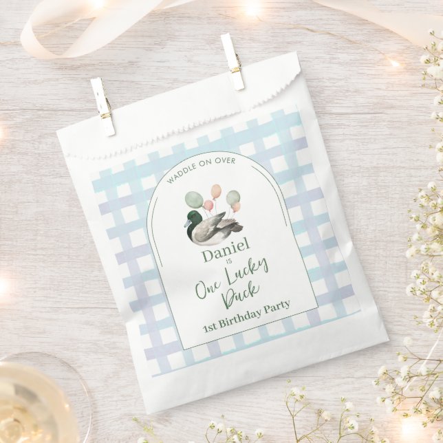Mallard Lucky Duck 1st Birthday Favour Bag (Clipped)