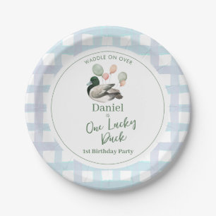 Mallard Lucky Duck 1st Birthday Paper Plate