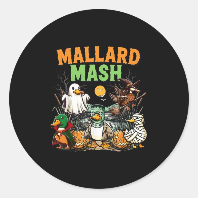 Mallard Mash Funny Y Duck Soky Ghost Hunting Hallo Classic Round Sticker (Front)