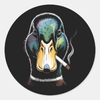 Mallard Smoking Cigarette Meme Funny Mallard Duck Classic Round Sticker
