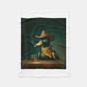 Mallard Smoking Cigarette Meme Funny Mallard Duck Fleece Blanket