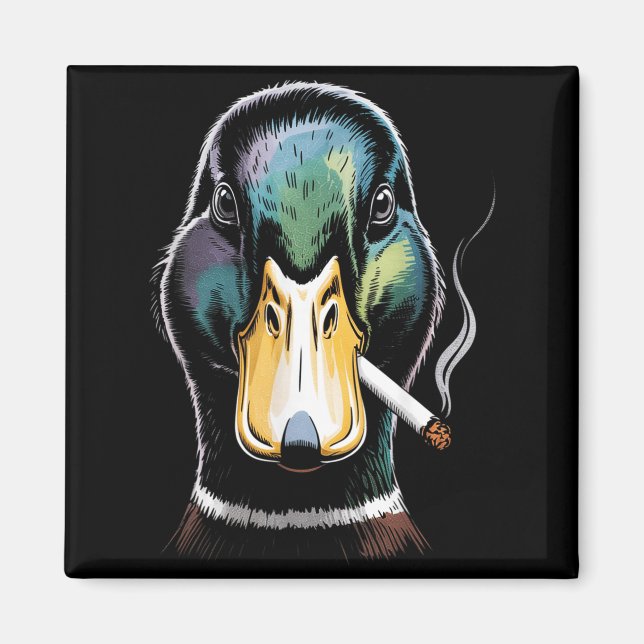Mallard Smoking Cigarette Meme Funny Mallard Duck Magnet (Front)